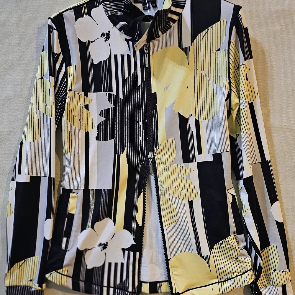 Women’s Utility Jacket – Yellow Floral Stripe